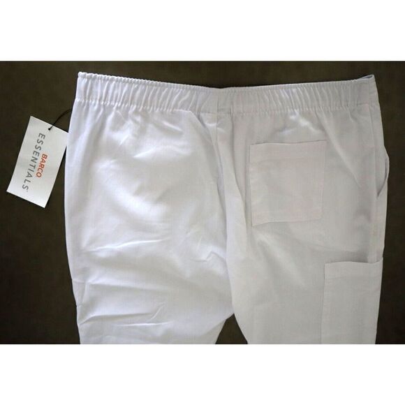 BARCO Essentials Women’s Petite Sz M White 4-Pocket Straight Leg Scrub Pants - Picture 4 of 9